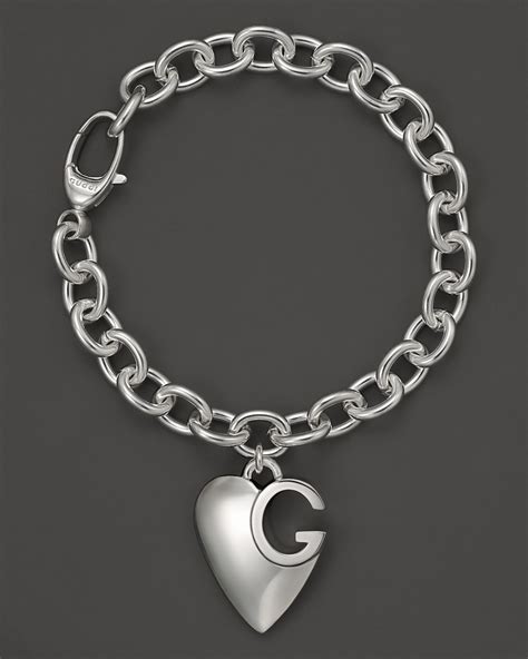 gucci sterling silver heart charm bracelet|vintage Gucci silver bracelet.